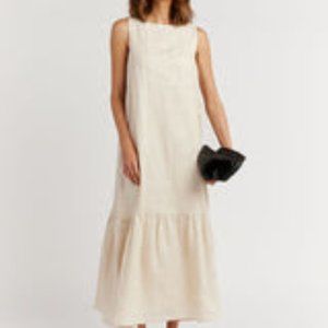 NWOT - DISSH 100% Linen Midi Dress - Cream - US Size 8
